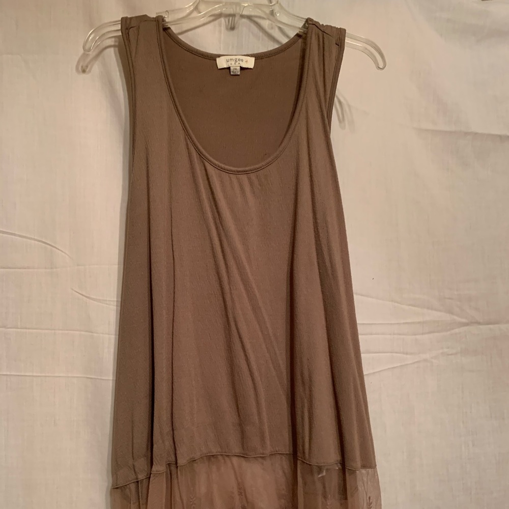 Warm Brown Lace Trimmed Shirt Extender